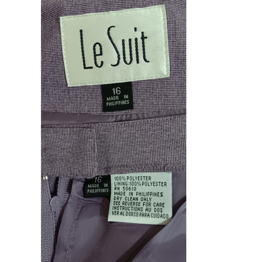 Le Suit Womens Purple Skirt Suit Set Size 16 Short Sleeve Jacket Pencil Skirt